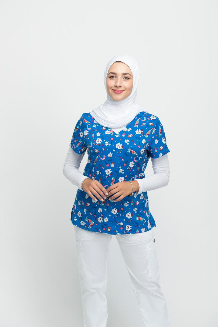 اسکراب زنانه آستین کوتاه طرح دار