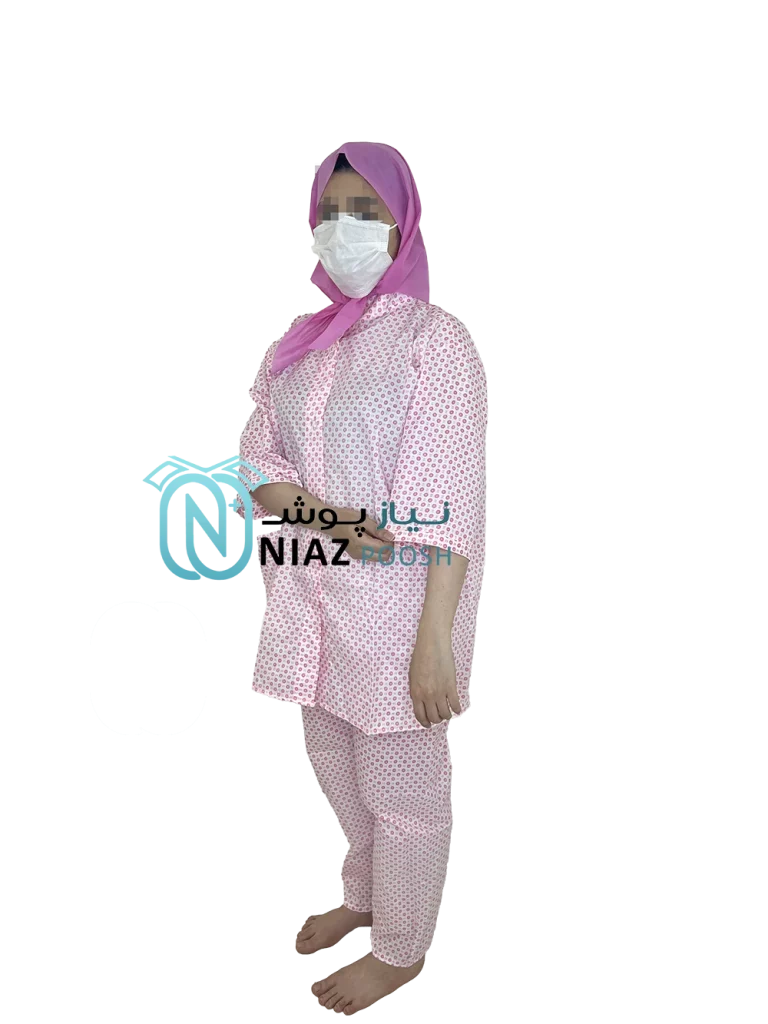 لباس بستری صورتی طرح دار فلامنت پنبه